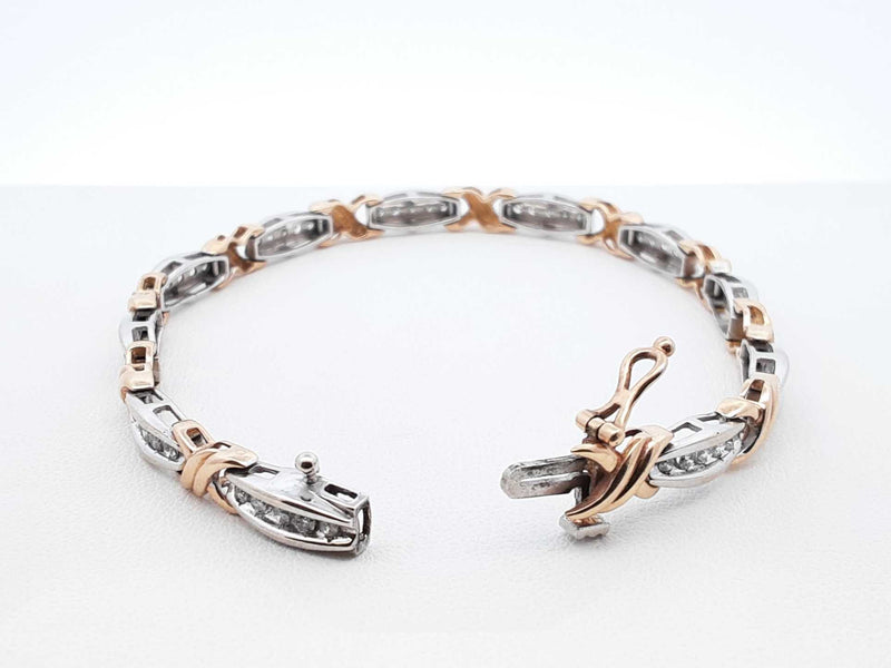 1.10 Cttw Diamond & 10k Two-tone Gold Bracelet 10.8 Grams 7 Inch Fw0624irxdu