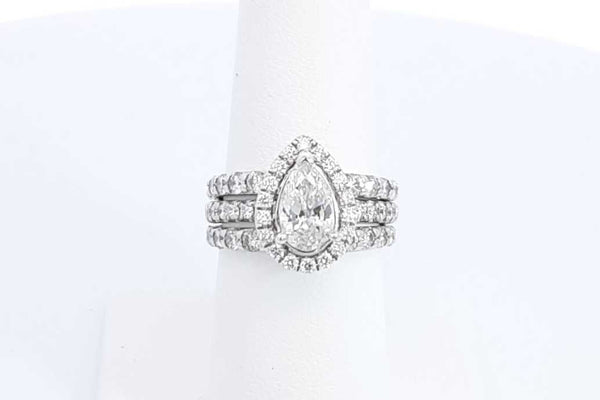 14k White Gold Pear Shaped Diamond Wedding Ring Set Size 6.5 Eb0423rrzxdu