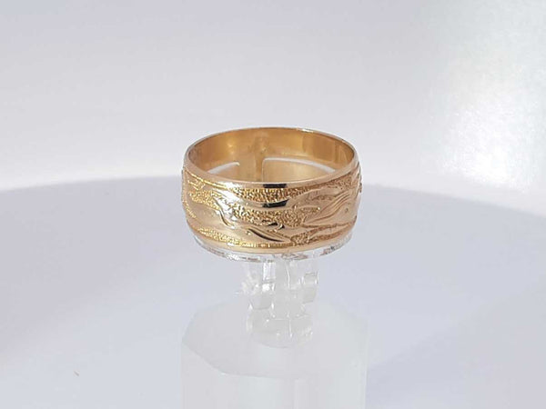 14k Yellow Gold 4.7 Grams Fancy Band Size 7.5 Aa0725lixsa