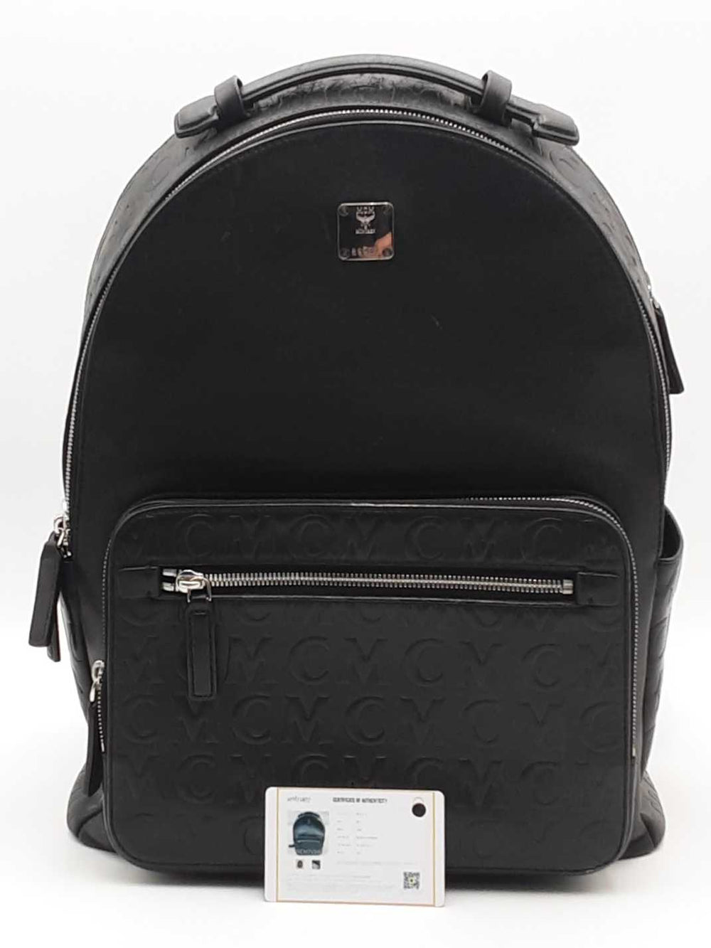 MCM 40 Stark Monogram Leather School Backpack Bags Black : One Size