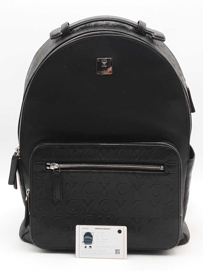 MCM 40 Stark Monogram Leather School Backpack Bags Black : One Size