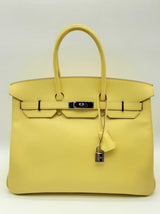 Hermes Birkin 35 Candy Lime Yellow Epsom Palladium Handbag Do0823lxzxzde