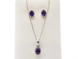 Amethyst 0.925 Sterling Silver 4.5g Necklace Stud Earrings Ensemble Do0925lide