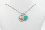 Tiffany & Co. Double Heart Tag Pendant Sterling Necklace 2.7g 18.5in Eb1026lxzsa