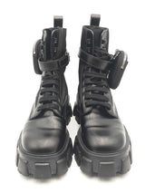 Prada Monolith Leather & Re-nylon Black Combat Boots Size 8.5 Eb0425oxzsa