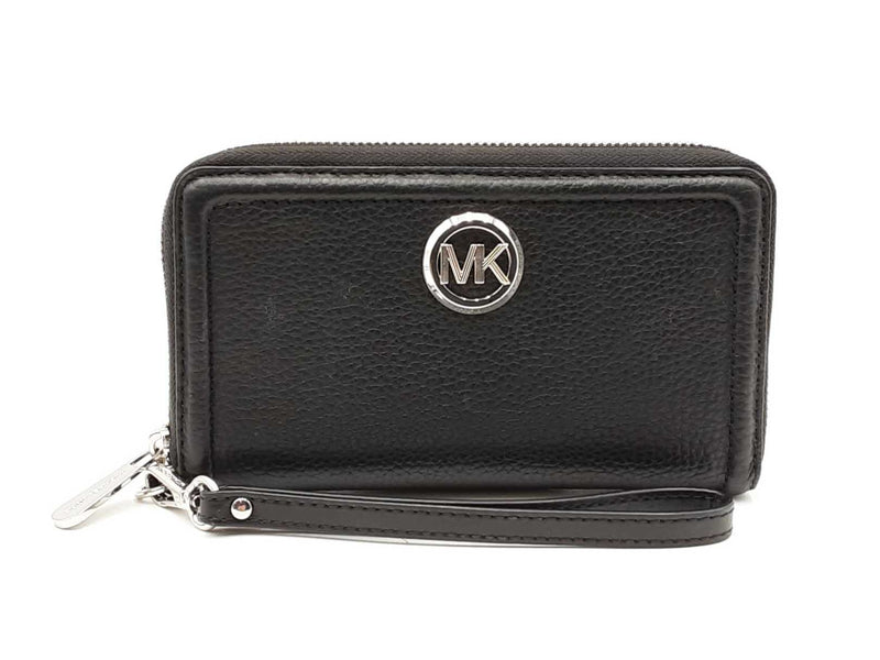 Michael Kors Fulton Smartphone Wristlet In Black Pebbled Leather Fw1125oxdu
