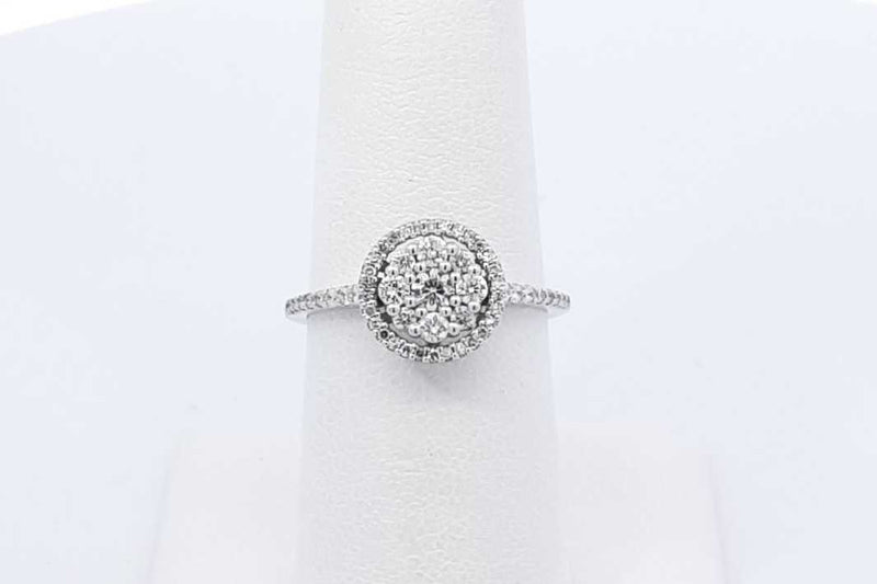 0.26ctw Diamond Ring In 10k White Gold 2.7 Grams Size 6.75 Eb1025oxrdu