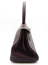 Hermes Jpg Kelly 42cm Raisin Purple Clemence Palladium Handbag Do0925lxzxzde