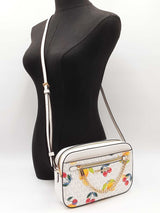 Michael Kors Jet Set Large White Logo Crossbody In Fruit Print Canvas Fw0826rxdu