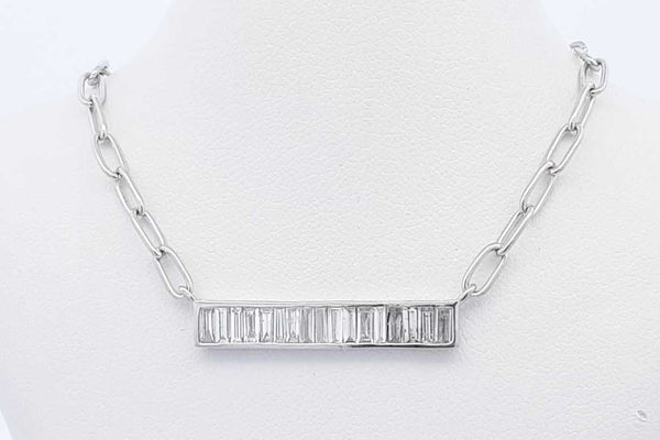 0.90ctw Lab Grown Diamond Bar Necklace Sterling Silver 6.7g 19 Inch Eb0325spsa