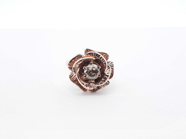 0.48 Ct Diamond & 10k Yellow Gold Rose Ring 5.5 Grams Size 4.5 Fw0925pordu