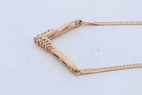 0.09cttw Diamond Chevron 14k Pendant With 12k Herringbone Chain 4.8 Grams 17.5 Inch Eb0826oxzde