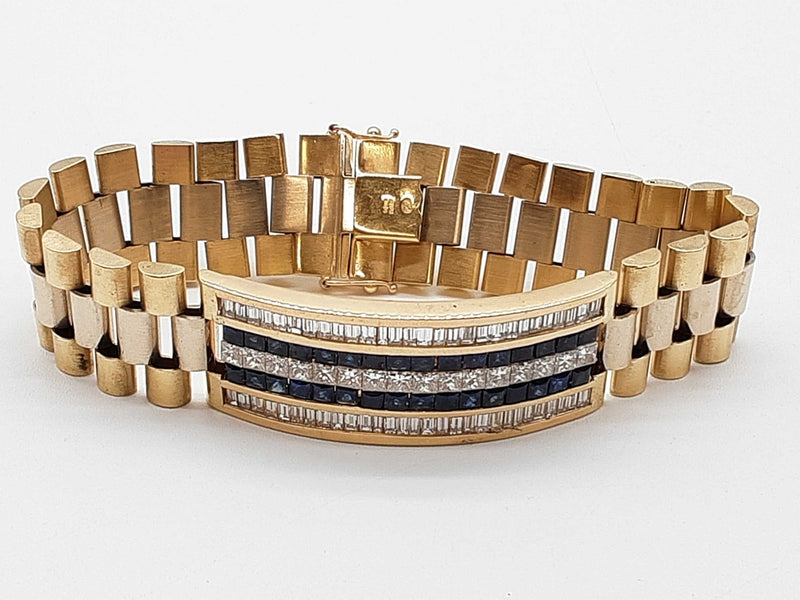 Blue Sapphires 11.70 Cttw Diamonds 14k Gold 81.3g Bracelet 8.25 In Do0725exzxde
