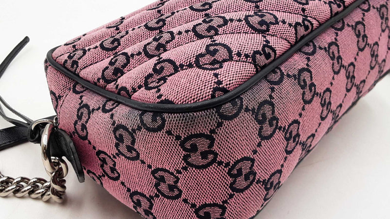 Gucci Gg Marmont Diagonal-quilted Canvas Shoulder Bag In Pink Fw0825ozxdu