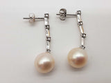 White Pearl 14k White Gold 4.3g Dangle Stud Earrings Do0725lorde