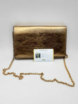 Yves Saint Laurent Gold Metallic Wallet On Chain Eb0524wxzdu