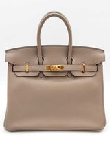 Hermes Birkin 25 Gris Asphalte Gray Togo Gold Hardware Handbag Do0925lerxzde