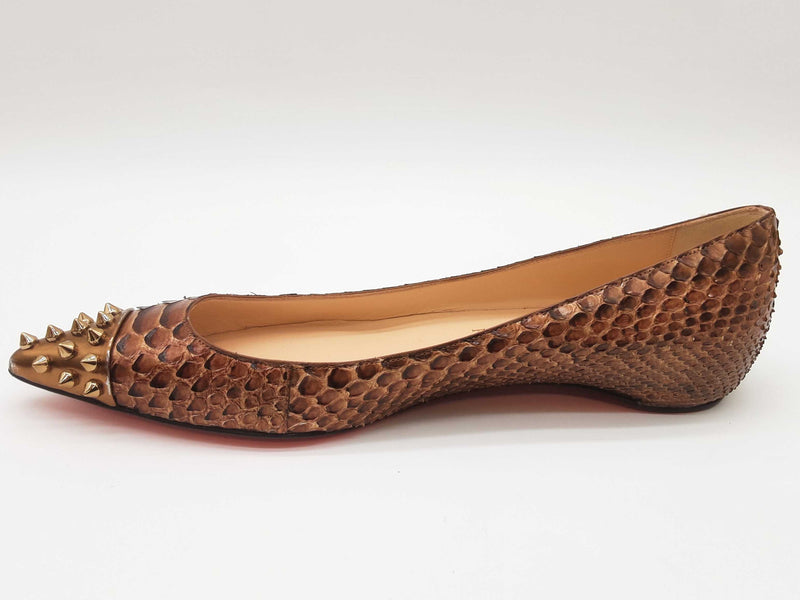 Christian Louboutin Brown Snakeskin Flats Size Eu 38.5 Do0525rxde