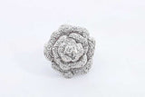 Diamond Rose Flower Ring In 14k White Gold 6.3 Grams Size 6 Eb0924wcxsa