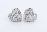 1.28ctw Diamond Stud Heart Screwback Earrings In 10k White Gold 3.5g Eb1225orrdu
