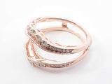 0.24 Cttw Diamond & 14k Rose Gold Chevron Ring Enhancer 4.2g Size 7 Fw0926wlrdu