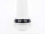 Gucci Chain Logo Ring In Sterling Silver & Black Enamel 8.4 Grams Size 22 / Us 10 Fw0626cxdu