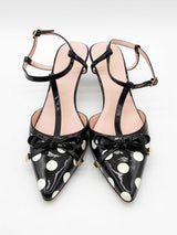 Kate Spade Pomona Black & White Polka Dot Patent Leather Heels Size 7m Eb726orde