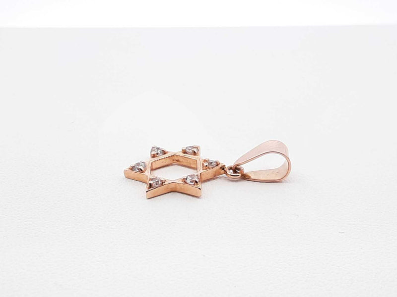 Diamond & 14k Rose Gold Star Of David Pendant 1.6 Grams Fw0425lrdu