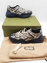 Gucci Gg Rhyton Monogram Canvas Sneakers Size 11 Eb0925lrxdu