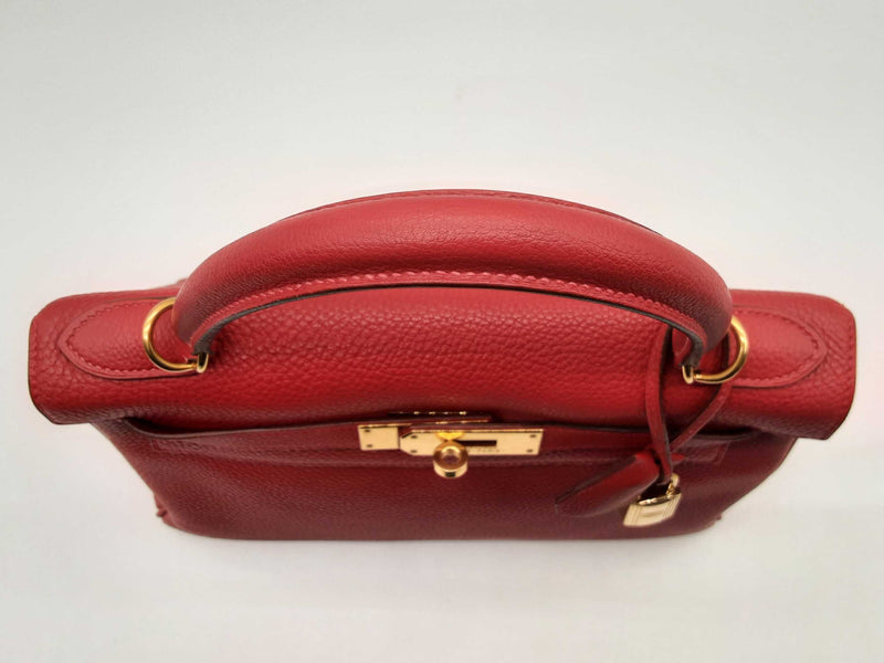 Hermes Kelly 28 Rouge Garance Clemence Gold Hardware Shoulder Bag Do0824elxzde