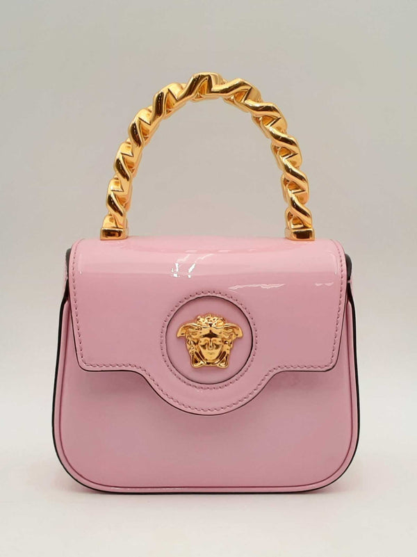 Versace La Medusa Mini Bag In Pink Patent Leather Fw1124cxzsa