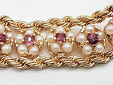 Rubies White Pearls 14k Yellow Gold 33.4g Bracelet 6.75 In Do0326orxzde