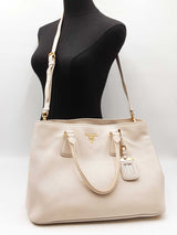 Prada Vitello Daino Tote Bag In White Leather Fw0126rzxdu