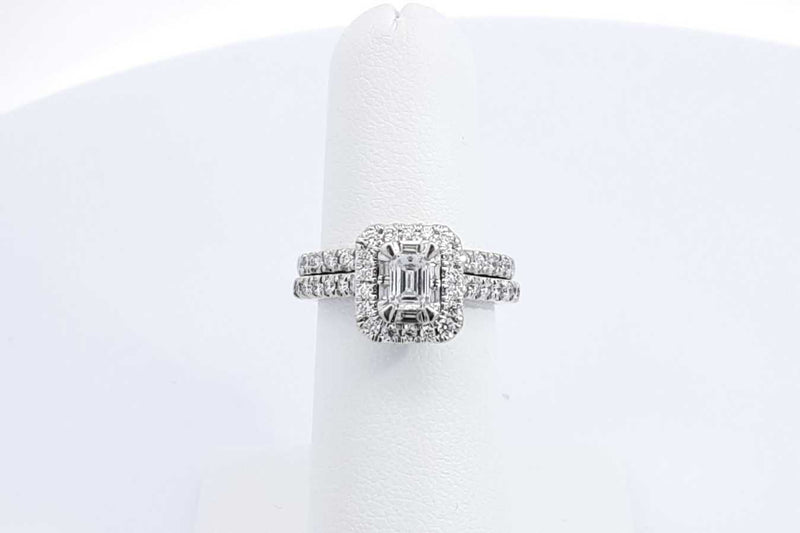 Approx. 1.58ctw Diamond Wedding Set In 14k White Gold 6.4g Size 5.5 Eb1224loxzdu