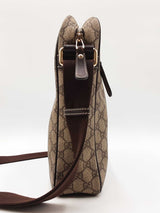 Gucci Flat Messenger Bag In Beige & Ebony Gg Supreme Coated Canvas Fw0826oxzdu