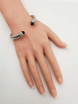 David Yurman Cable Classic 7mm Cuff Bracelet In Onyx, Diamonds, & Sterling Silver 42.6 Grams 7 Inch Fw0726orzdu