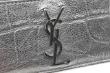 Yves Saint Laurent Crocodile Embossed Black Leather Card Case Wallet Eb0926lxzsa