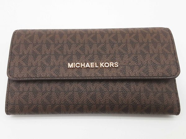 Michael Kors Jet Set Brown Signature Trifold Wallet Do0425orde