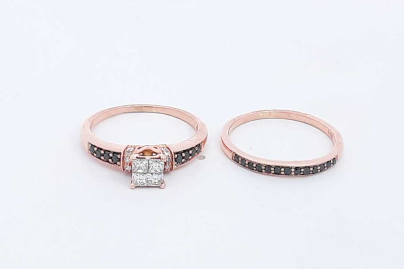 Approx. 0.2ctw Diamond Wedding Set In 14k Rose Gold 5.11g Size 8.25 Eb0124pxzsa