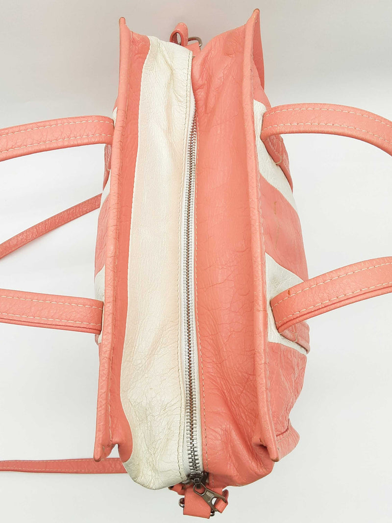 Balenciaga Bazar 2 Way Pink White Leather Shoulder Tote Bag Do0625pxzde