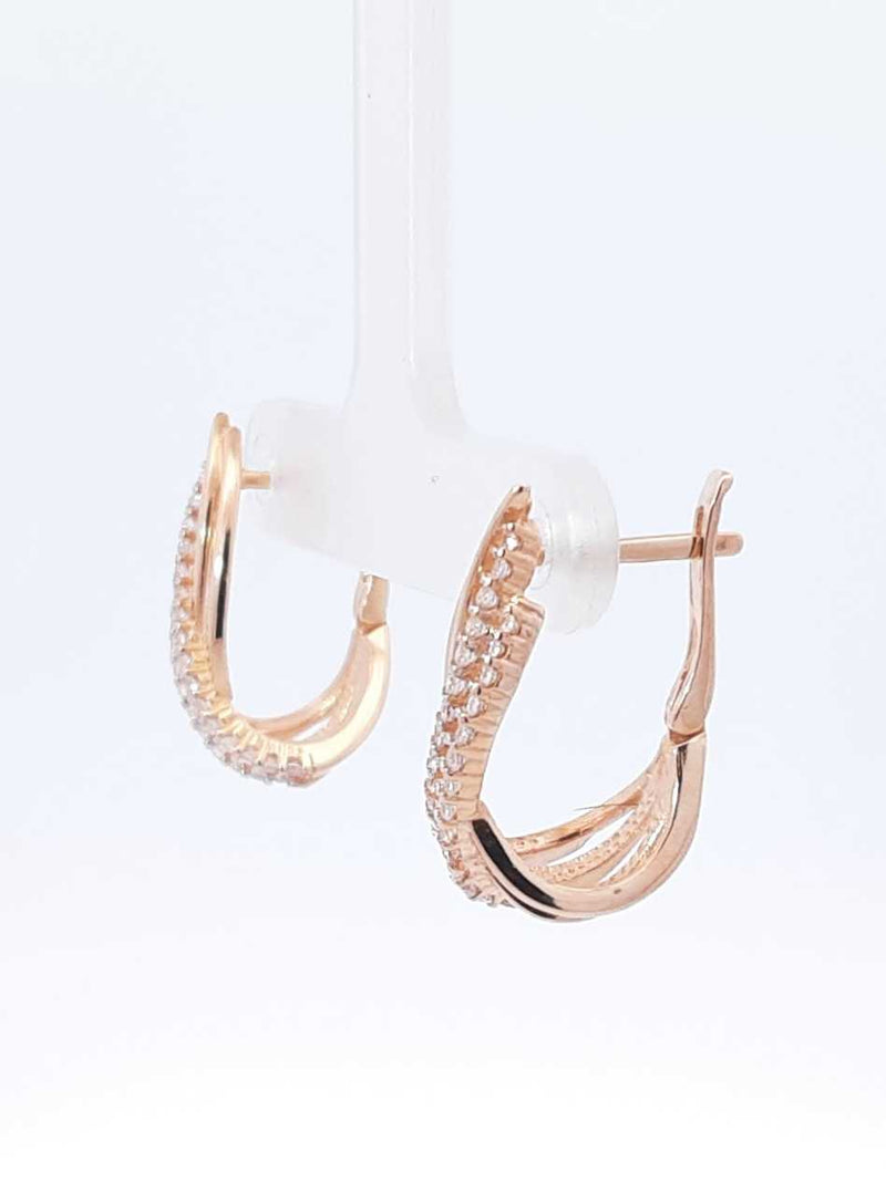 14k Rose Gold & Cubic Zirconia Crossover Leverback Earrings 4.5 Gram Fw0924lerdu