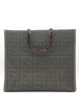Fendi Sunshine Olive Green Fabric Ff Logo Tote Bag Eb0726lixzde