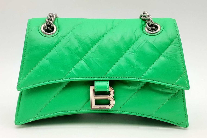 Balenciaga Crush Quilted Green Chain Shoulder Bag Eb1224loxzsa