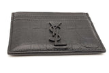 Yves Saint Laurent Crocodile Embossed Black Leather Card Case Wallet Eb0926lxzsa
