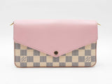 Louis Vuitton Pochette Félicie In Damier Azur Canvas & Rose Leather Fw0626rrzdu