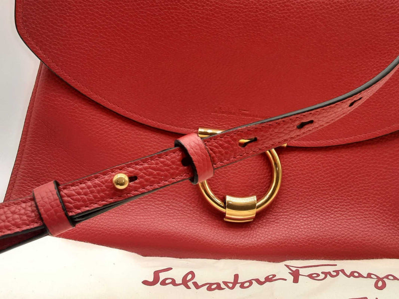 Salvatore Ferragamo Margot Red Leather Satchel Eb0424wxzde