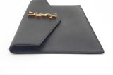 Yves Saint Laurent Uptown Black Leather Envelope Clutch Pouch Eb0726wrxde
