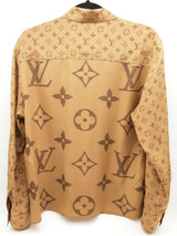 Louis Vuitton Brown Giant Reverse Monogram Silk Button Up Shirt Do0425pxzde