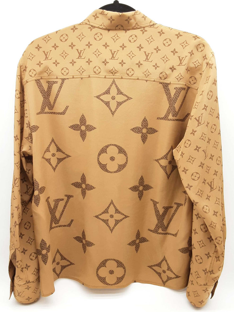 Louis Vuitton Brown Giant Reverse Monogram Silk Button Up Shirt Do0425pxzde