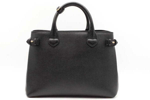 Burberry Black Leather House Check Banner Tote Bag Eb1025prxdu